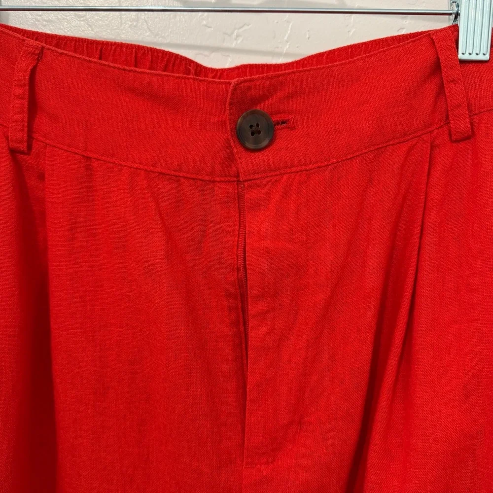 A New Day Red Linen Blend Maxi Skirt Size Large Elastic Waist Summer - Picture 4 of 6